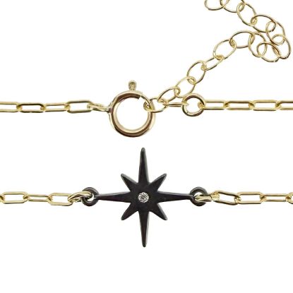 wholesale gold filled paperclip adjustable chain bracelet with oxidized sterling silver north star charm connector