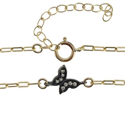 wholesale gold filled paperclip adjustable chain bracelet with oxidized sterling silver butterfly charm connector