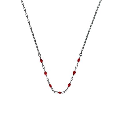 oxidized sterling silver adjustable enamel birthstone necklace garnet january