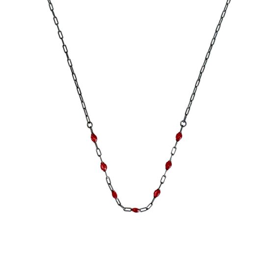 oxidized sterling silver adjustable enamel birthstone necklace garnet january