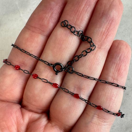 oxidized sterling silver adjustable enamel birthstone necklace