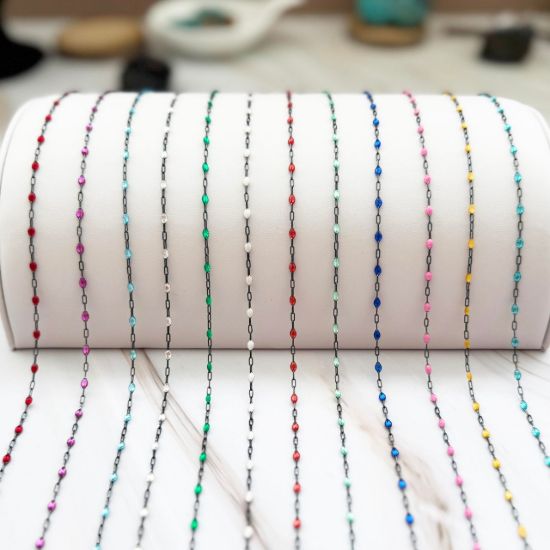 oxidized sterling silver adjustable enamel birthstone necklace