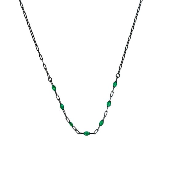 oxidized sterling silver adjustable enamel birthstone necklace emerald may