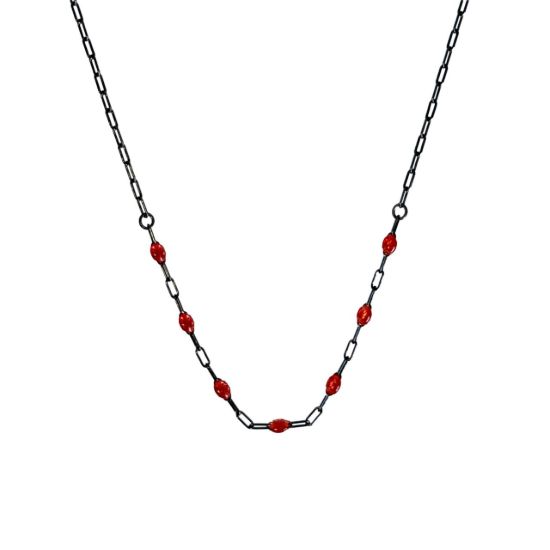 oxidized sterling silver adjustable enamel birthstone necklace ruby july