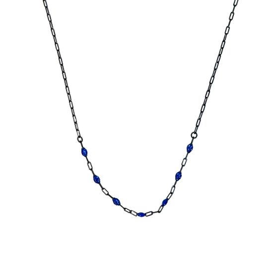 oxidized sterling silver adjustable enamel birthstone necklace blue sapphire september