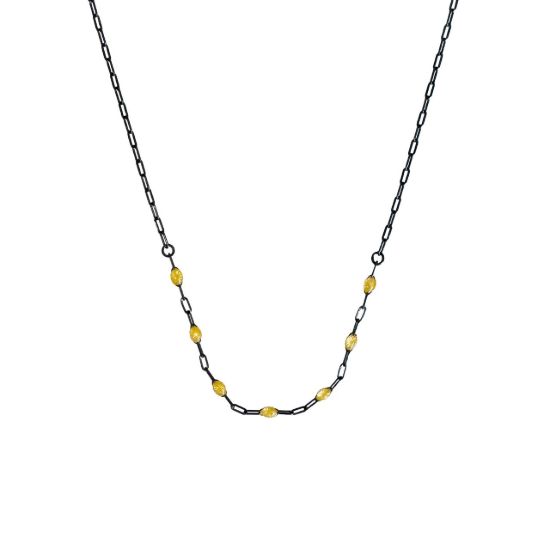 oxidized sterling silver adjustable enamel birthstone necklace citrine november