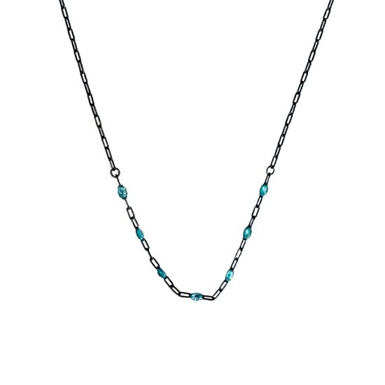 oxidized sterling silver adjustable enamel birthstone necklace turquoise december