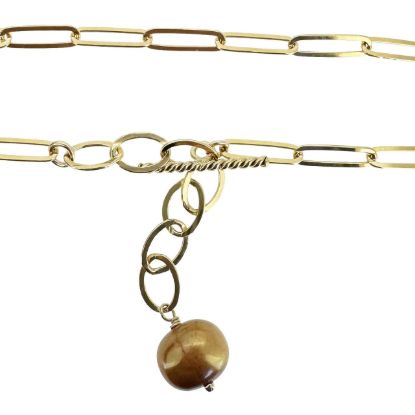wholesale gold filled paperclip chain bracelet adjustable freshwater pearl toggle