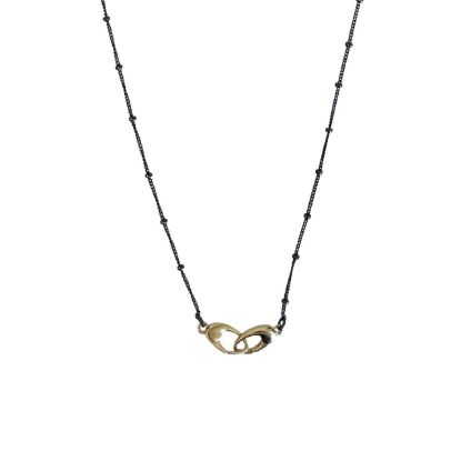 wholesale oxidized sterling silver tiny curb satellite chain with gold plated vermeil no trigger lobster clasps