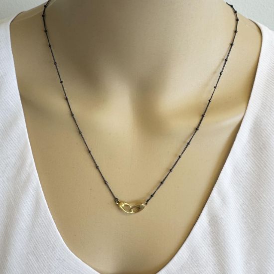 wholesale oxidized sterling silver tiny curb satellite chain with gold plated vermeil no trigger lobster clasps