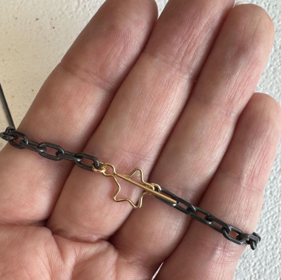 wholesale oxidized sterling silver diamond cut box chain chunky necklace gold filled star shaped toggle