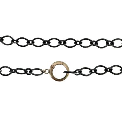 wholesale oxidized sterling silver 1 + 1 cable chain necklace with gold filled push gate no trigger clasp adjustable