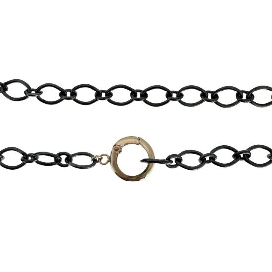 wholesale oxidized sterling silver 1 + 1 cable chain necklace with gold filled push gate no trigger clasp adjustable