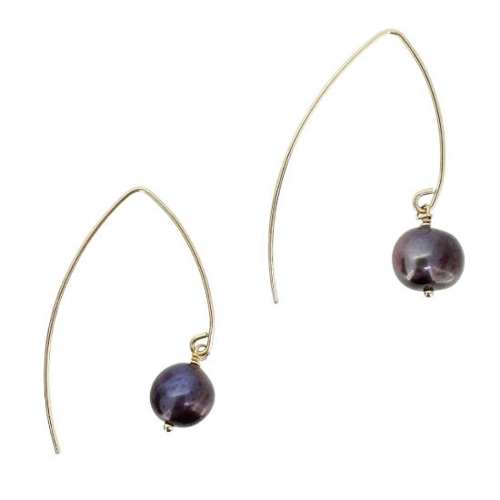 wholesale gold filled purple freshwater pearl marquise earrings