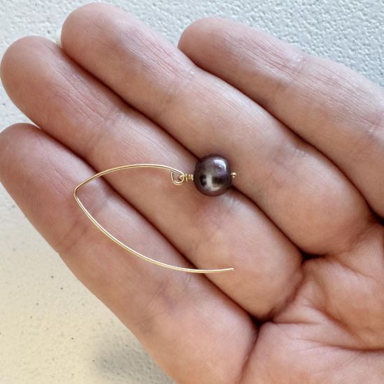 wholesale gold filled purple freshwater pearl marquise earrings