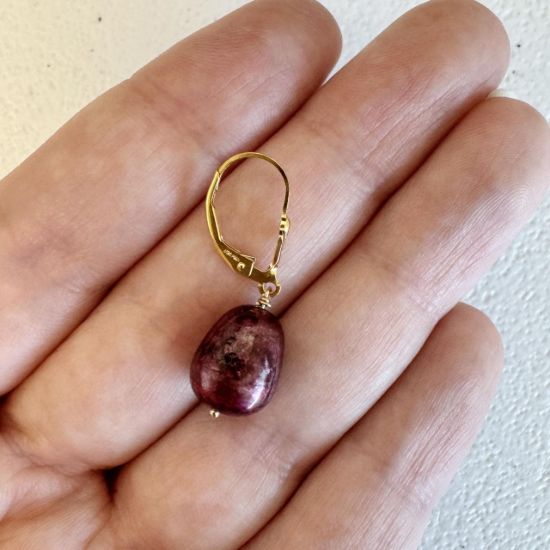 wholesale gold filled leverback earrings with burgundy freshwater pearls