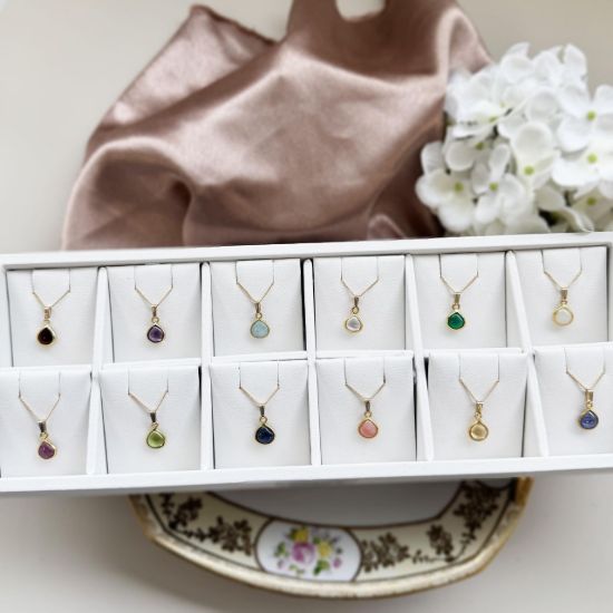 wholesale gold filled gold plated natural birthstone curb chain necklace