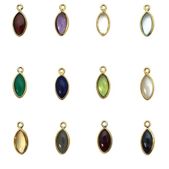 wholesale gold filled curb chain natural gemstone birthstone necklace gold plated bezel