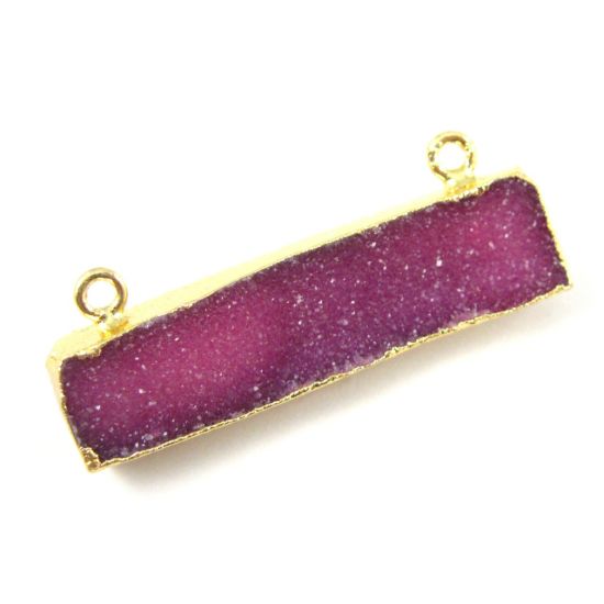 Wholesale Druzy Gold plated Bar Pendant with rings on Top- 40mm