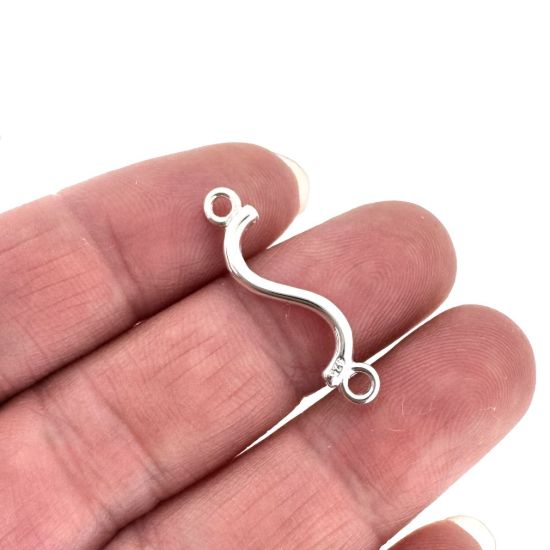 Wholesale 925 Sterling Silver Connector -  Curved Bar Connector-(25mm)