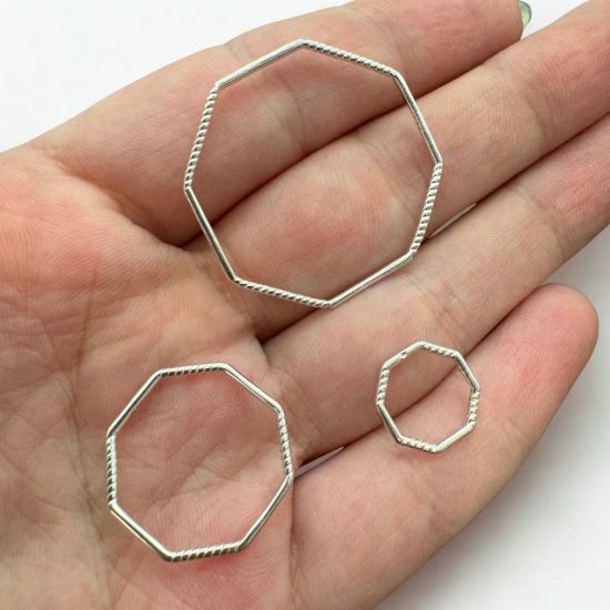 Wholesale Sterling Silver Octagon Closed Ring Connector 11mm, Charms and Pendants for Jewelry Making