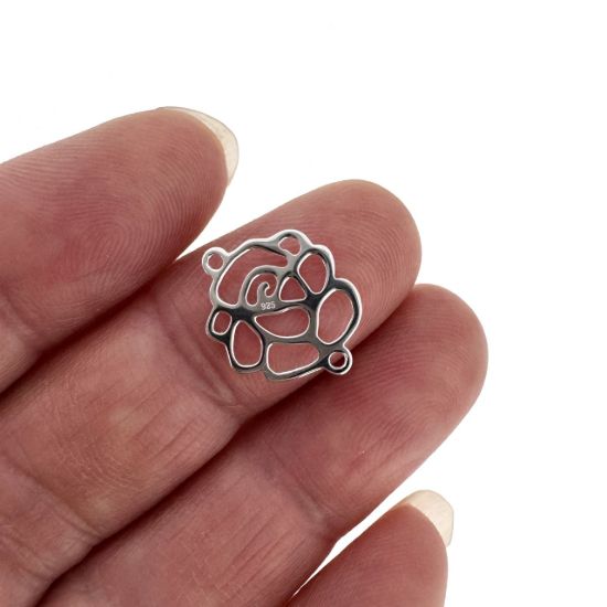 Wholesale Sterling Silver Rose Connector Charm and Pendants for Jewelry Making