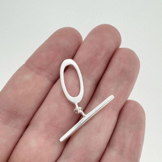 Wholesale Sterling Silver Oval Shape Toggle - 19mm (1 set)