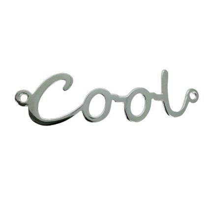 Wholesale Sterling Silver Cool in Script Connector Charm, Charms and Pendants for Jewelry Making