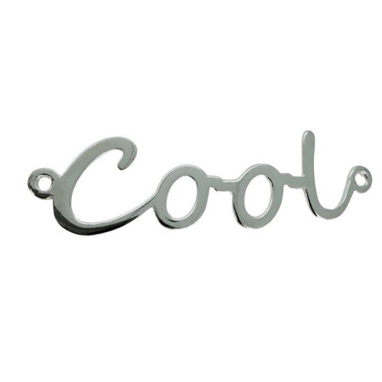 Wholesale Sterling Silver Cool in Script Connector Charm, Charms and Pendants for Jewelry Making