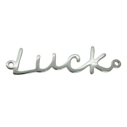 Wholesale Sterling Silver Luck in Script Connector Charm, Charms and Pendants for Jewelry Making