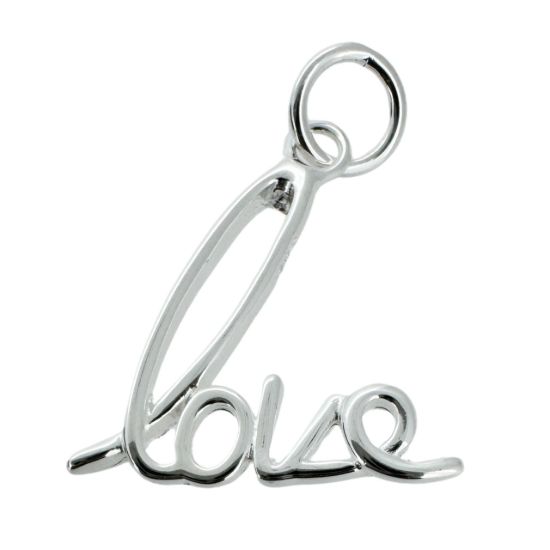 Wholesale Sterling Silver Love Charm, Love in Script Pendants,Charms and Pendants for Jewelry Making