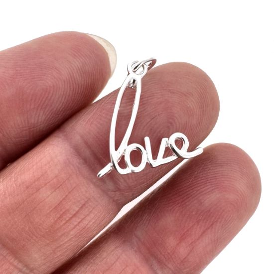 Wholesale Sterling Silver Love Charm, Love in Script Pendants,Charms and Pendants for Jewelry Making
