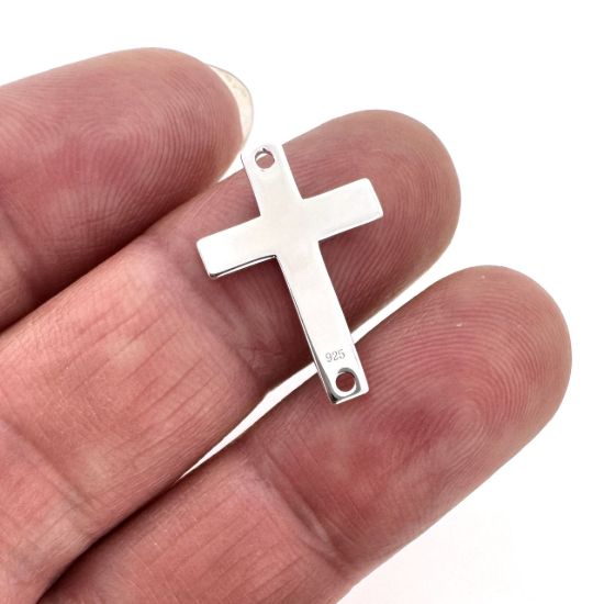 Wholesale Sterling Silver Cross Medium Charm Connector, Charms and Pendants for Jewelry Making