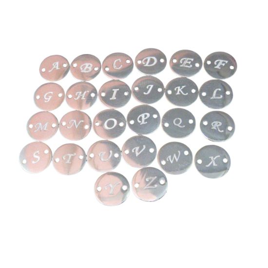 wholesale sterling silver 10mm round letter connector charms