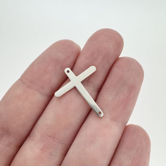 Wholesale Sterling Silver Large Cross Charm Connector, Charms and Pendants for Jewelry Making, Wholesale Findings