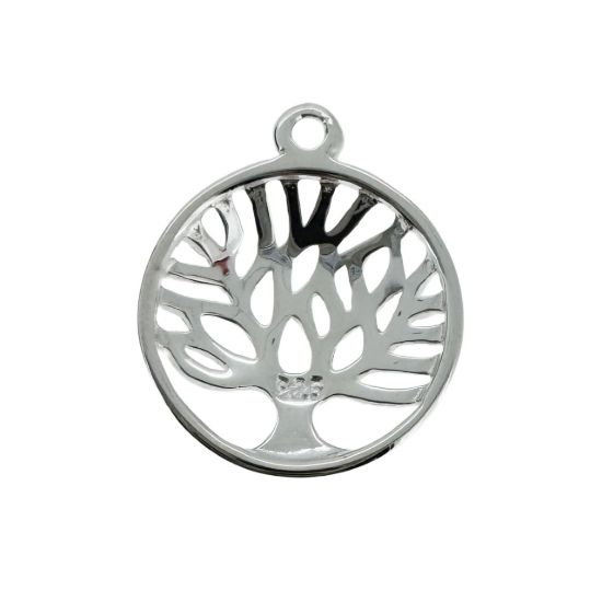 Wholesale 925 Sterling Silver Charm -Tree Charm Pendant - 12mm