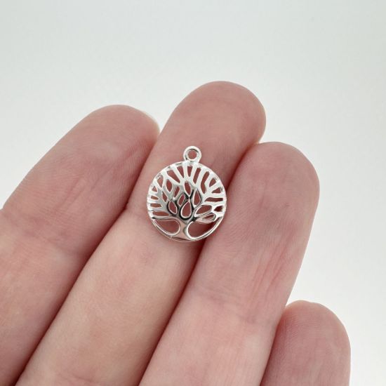 Wholesale 925 Sterling Silver Charm -Tree Charm Pendant - 12mm