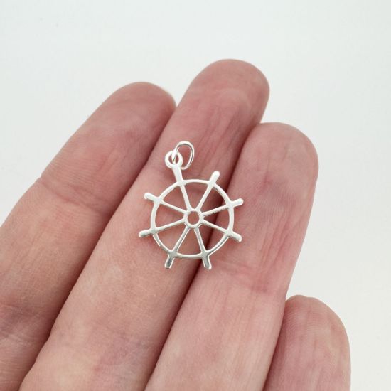 Wholesale Sterling Silver Nautical Wheel Charm, Charms and Pendants for Jewelry Making, Wholesale Findings