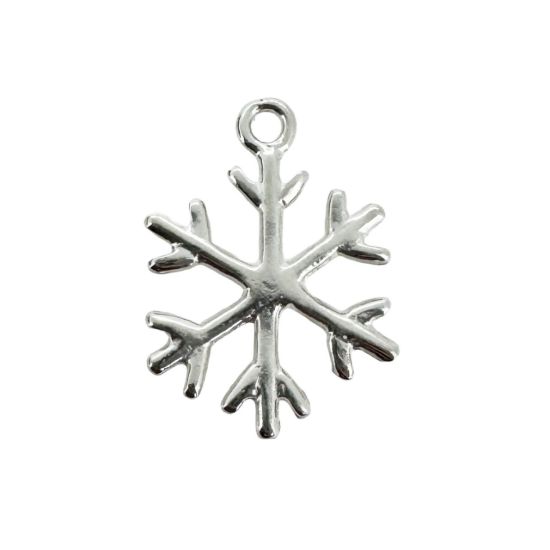 Wholesale 925 Sterling Silver Snowflake Charm - 18x13mm (1 pc)