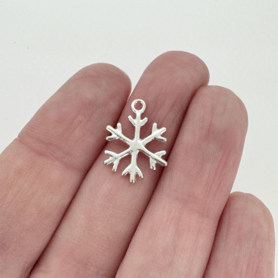 Wholesale 925 Sterling Silver Snowflake Charm - 18x13mm (1 pc)