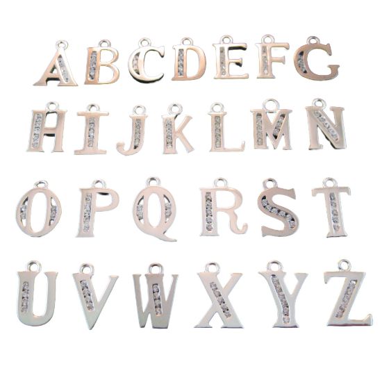 Wholesale Sterling Silver CZ Cubic Zirconia Letter Initial Charms and Pendants for Jewelry Making, Wholesale Findings