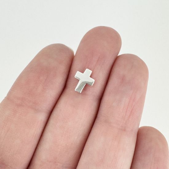 Wholesale Sterling Silver Tiny Cross Connector Charms and Pendants for Jewelry Making, Wholesale Findings