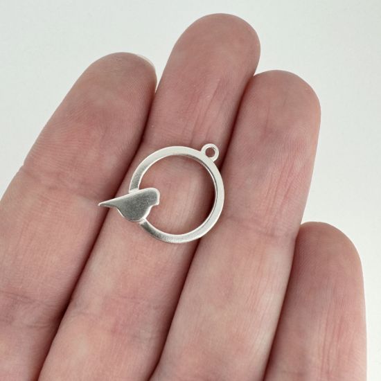 Wholesale Sterling Silver Bird Perched in a Circle Charm, Charms and Pendants for Jewelry Making, Wholesale Findings