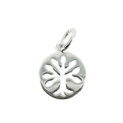 Wholesale 925 Sterling Silver Tiny Tree of Life Coin Charm - 9mm (1 pc)