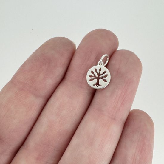 Wholesale 925 Sterling Silver Tiny Tree of Life Coin Charm - 9mm (1 pc)
