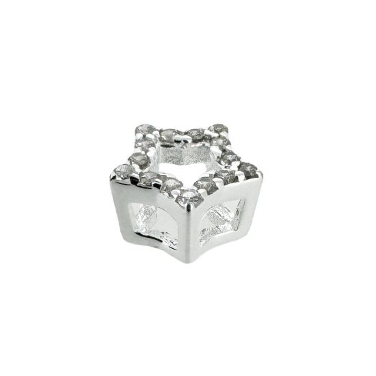 Wholesale Sterling Silver Tiny Star Connector Charm with CZ Stone , Charms and Pendants for Jewelry Making, Wholesale Findings