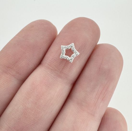 Wholesale Sterling Silver Tiny Star Connector Charm with CZ Stone , Charms and Pendants for Jewelry Making, Wholesale Findings