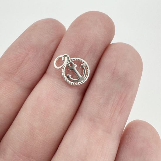 Wholesale Sterling Silver Anchor and Rope Round Charm, Charms and Pendants for Jewelry Making, Wholesale Findings