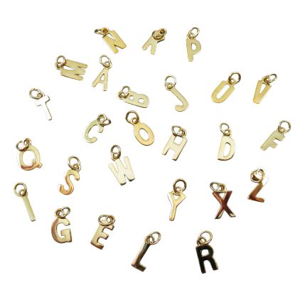 Wholesale Gold plated Sterling Silver Smooth Letter Initial Charms and Pendants for Jewelry Making, Wholesale Findings