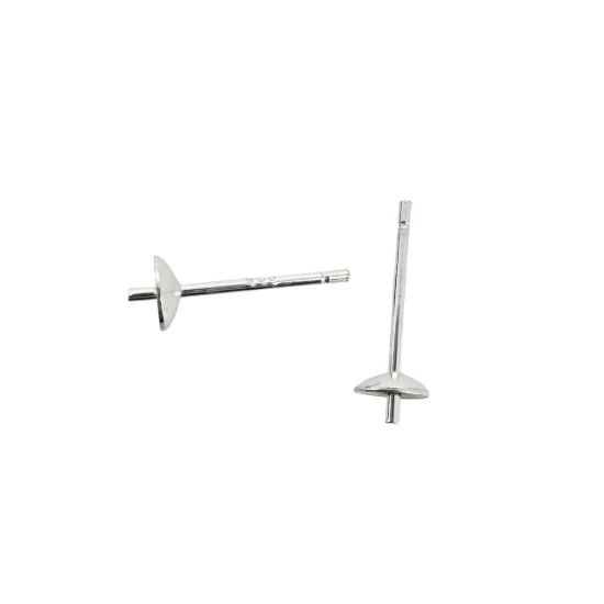 Wholesale Sterling Silver Simple Studs with Post for Half Drilled Stone, Jewelry Making, Wholesale Earwire and Findings